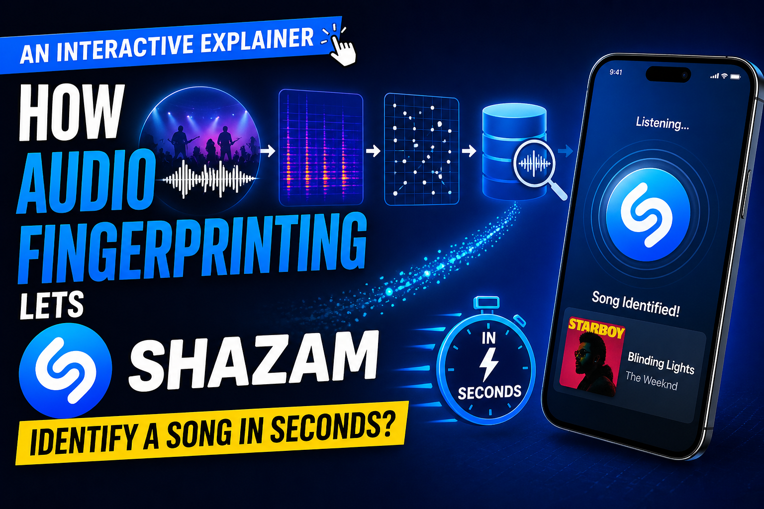 An interactive explainer of how audio fingerprinting lets Shazam identify a song in seconds?