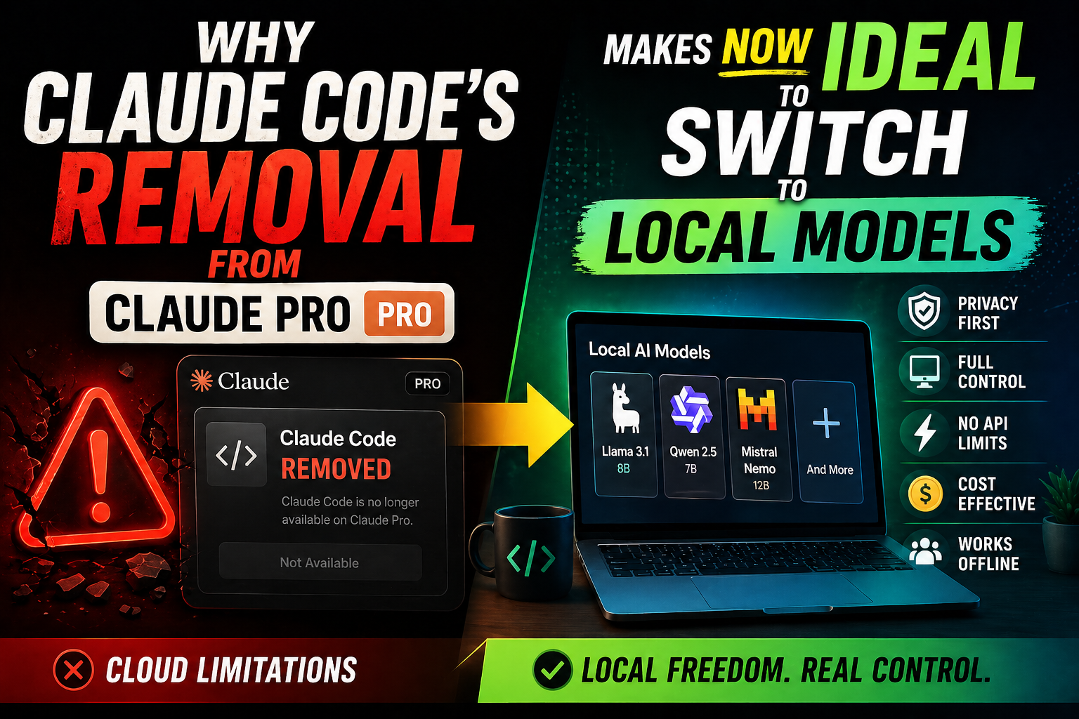 Why Claude Code's Removal from Claude Pro Makes Now Ideal to Switch to Local Models